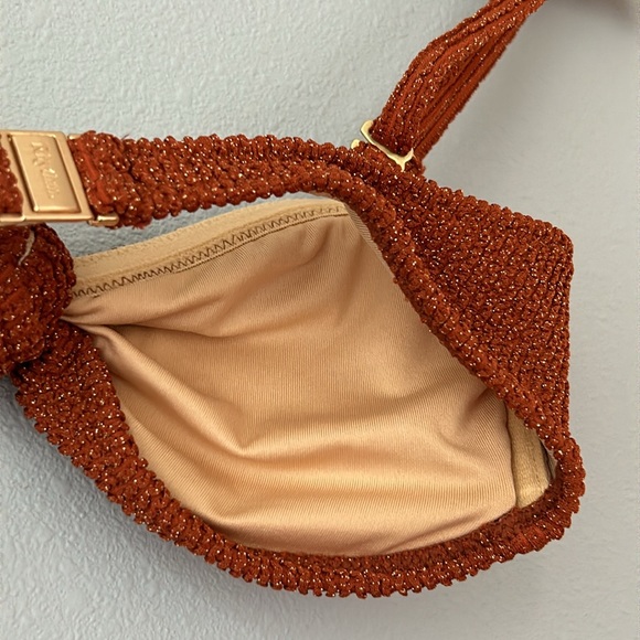 Rhythm. • NWT Wave Break Knotted Bandeau Swim Top Brown Gold Desert Shimmer 6/XS - Picture 11 of 14